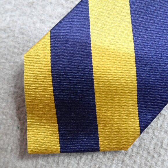 Vintage Polo Ralph Lauren Tie Blue Yellow Regimental Repp Hand Made in Italy